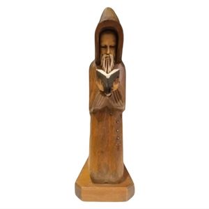 Vintage Wood Carved Praying Priest